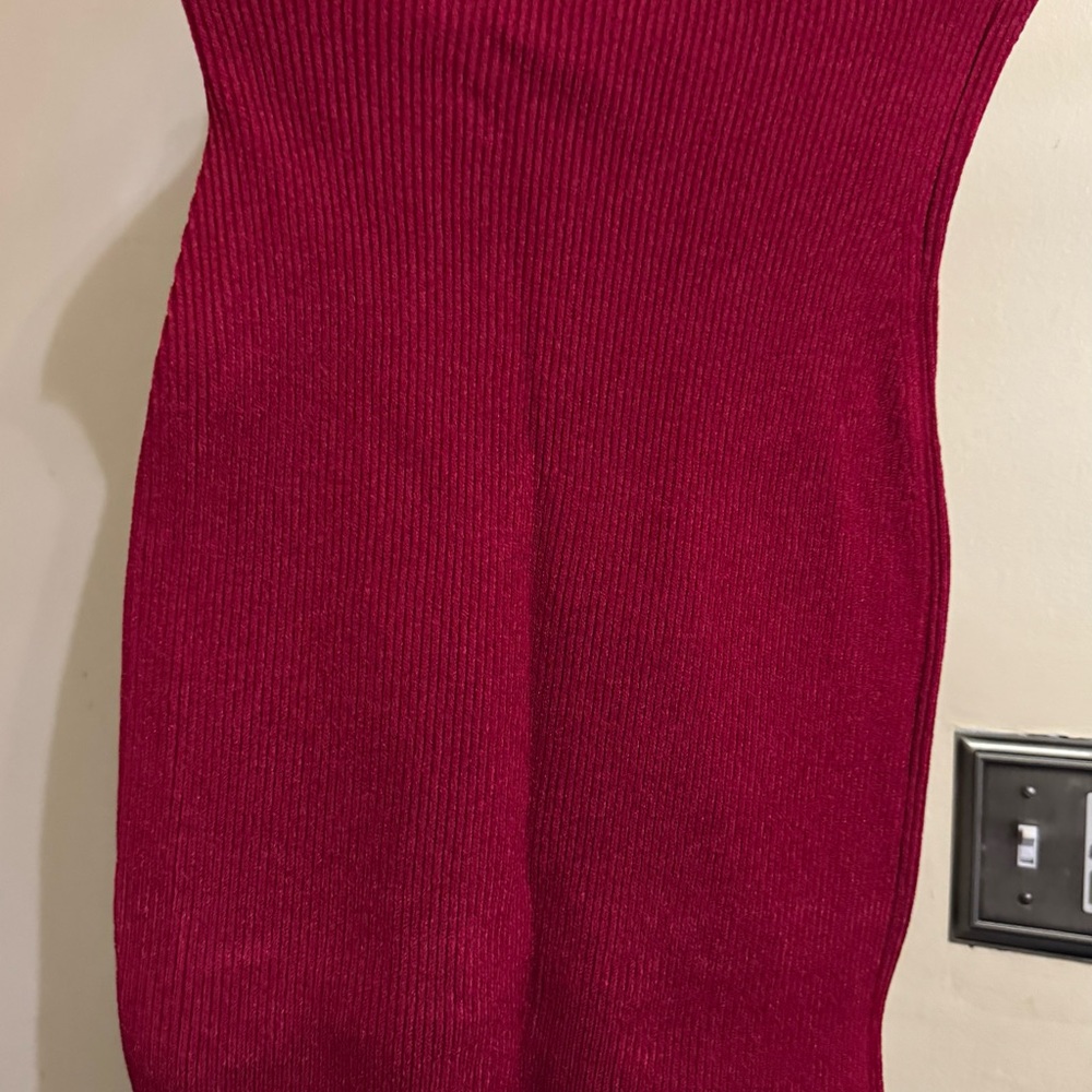 Strapless Ribbed Bodycon Dress - Burgundy